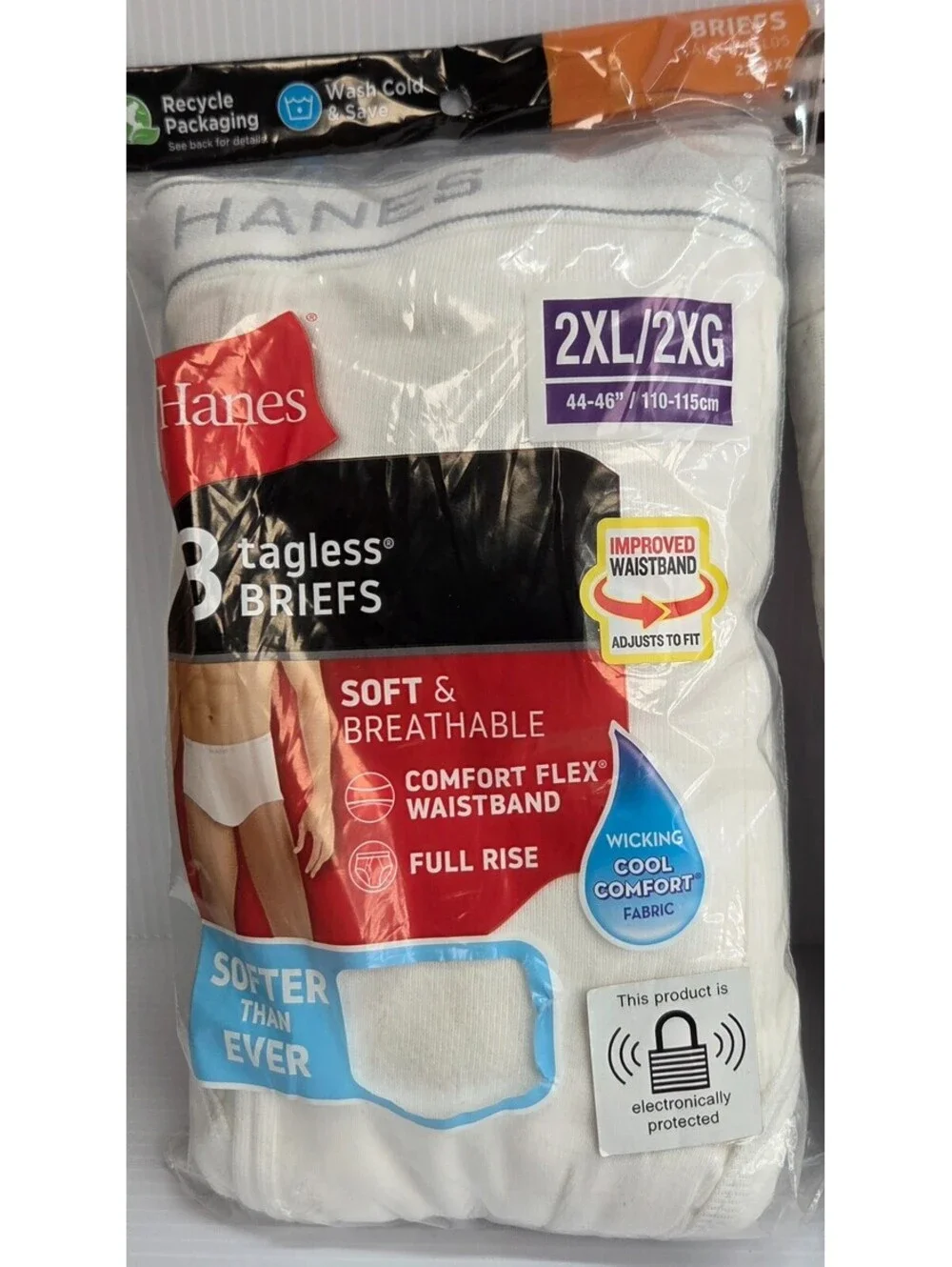 Hanes Men's 2XL White Tagless Briefs 9 Pair 3 Packs 2252X2 44-46 NIP